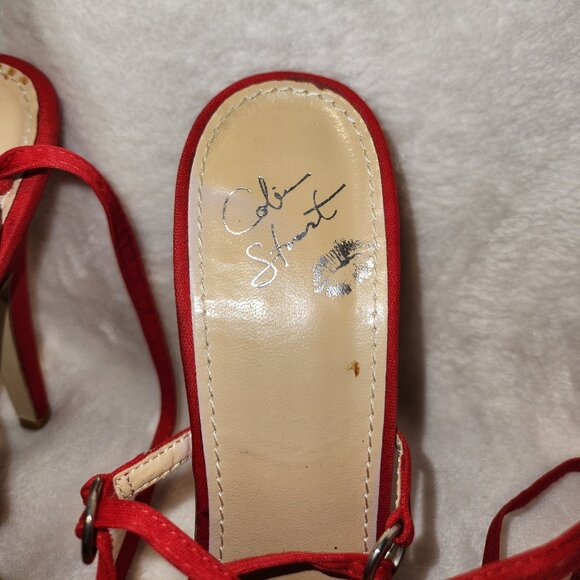 Colin Stuart Women's Red Satin Evening Heels - Picture 5 of 5
